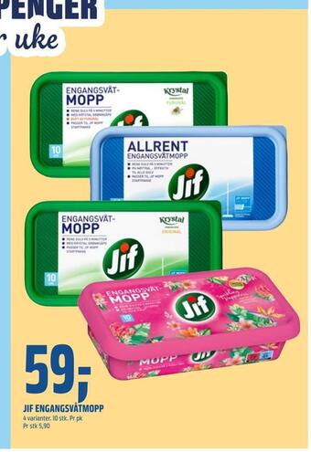 Coop Obs Jif engangsvåtmopp tilbud