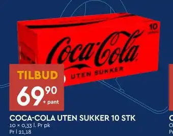 Coop Mega Coca-cola uten sukker 10 stk tilbud