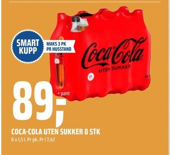 Coop Obs Coca-cola uten sukker 8 stk tilbud