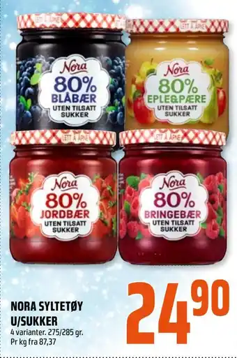 Coop Obs Nora syltetøy u/sukker tilbud