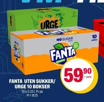 Coop Extra Fanta uten sukker/ urge 10 bokser tilbud