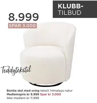 Møbelringen Bonita stol med sving tilbud