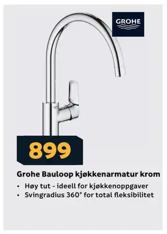 Megaflis Grohe bauloop kjøkkenarmatur krom tilbud
