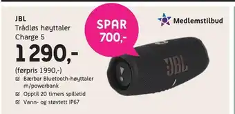 ELON Jbl trådløs høyttaler charge 5 tilbud