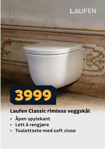 Megaflis Laufen classic rimless veggskål tilbud