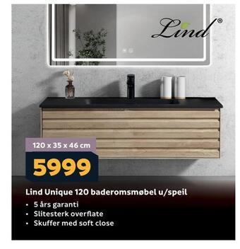 Megaflis Lind unique 120 baderomsmøbel u/speil tilbud