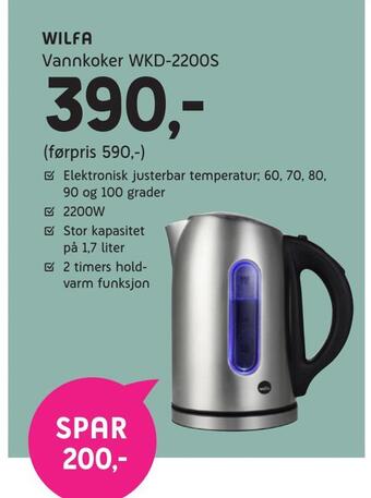 ELON Wilfa vannkoker wkd-2200s tilbud