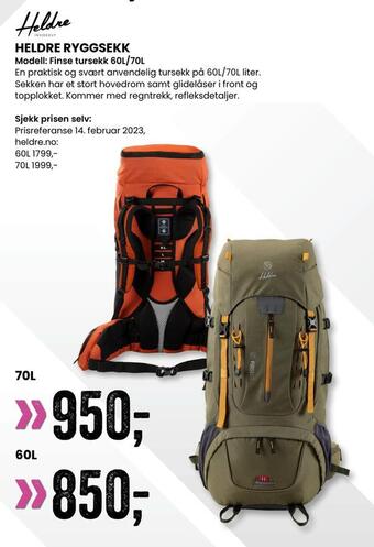 Sport Outlet Heldre ryggsekk tilbud