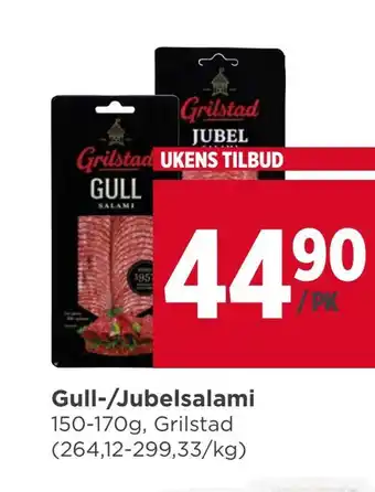 Meny Gull-/jubelsalami tilbud