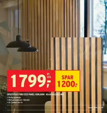 Montér Spilevegg Furu Eco Panel Monjakk 40x600x2400mm tilbud