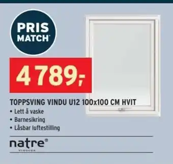 Montér Toppsving Vindu U12 100x100cm Hvit tilbud