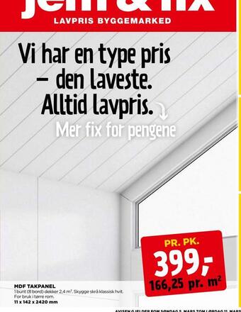 jem & fix Mdf takpanel tilbud