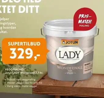 Byggmakker Veggmaling jotun lady wonderwall 2,7 ltr tilbud