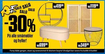 Europris -30% på alle småmøbler og hyller! tilbud
