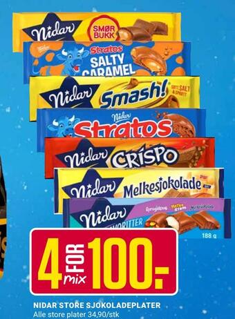 Europris Nidar store sjokoladeplater tilbud