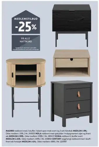 Bohus -25% på alle nattbord tilbud