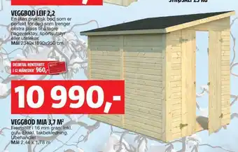 Bauhaus Veggbod mia 3,7 m 2 tilbud