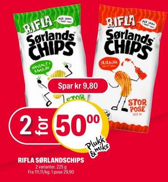 Coop Extra Rifla sørlandschips tilbud