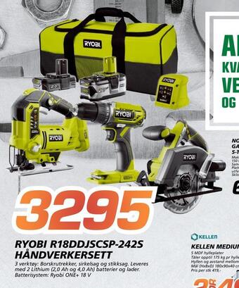 Coop Byggmix Ryobi r18ddjscsp-242s håndverkersett tilbud