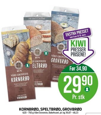 Kiwi Bakehuset brød tilbud