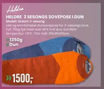 Sport Outlet Heldre 3 Sesongs Sovepose i Dun tilbud