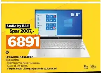 POWER Hp Pavilion Bærbar Pc 15EG0424NO tilbud
