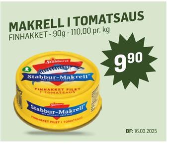 Holdbart Makrell i tomatsaus tilbud