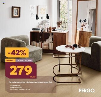 Megaflis Pergo Laminatgulv Lillehammer Select Beige Oak tilbud