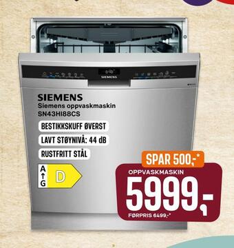 Skousen Siemens oppvaskmaskin sn43hi88cs tilbud