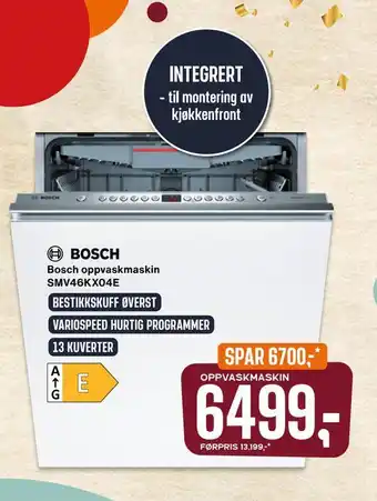 Skousen Bosch oppvaskmaskin smv46kx04e tilbud