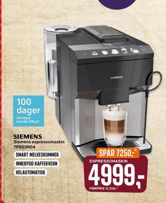Skousen Siemens espressomaskin tilbud