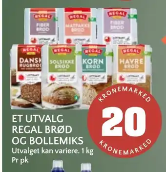 Coop Mega Et utvalg regal brød og bollemiks tilbud