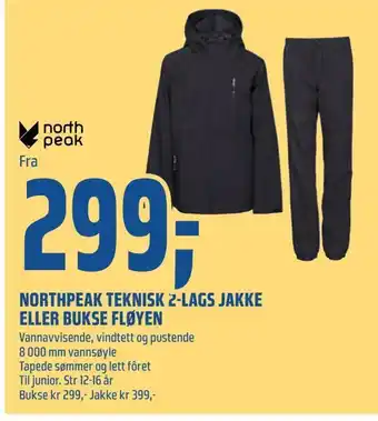 Coop Obs Northpeak teknisk 2-lags jakke eller bukse fløyen tilbud