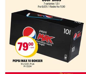 Coop Extra Pepsi max 10 bokser tilbud