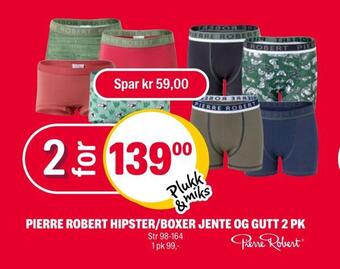 Coop Extra Pierre robert hipster/boxer jente og gutt 2 pk tilbud