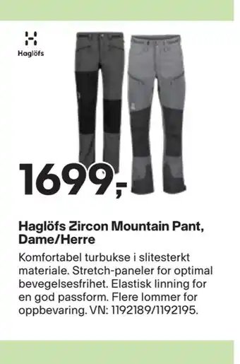 XXL Sport Haglöfs zircon mountain pant, dame/herre tilbud