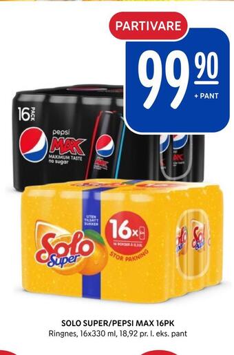 Solo super/pepsi max 16pk
