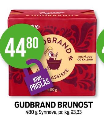 Kiwi Gudbrand brunost tilbud