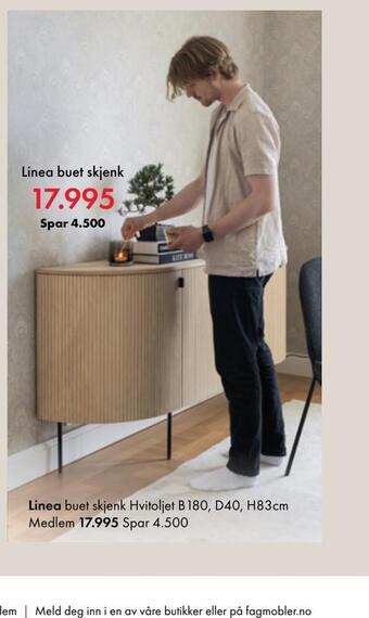 Fagmøbler Linea buet skjenk tilbud