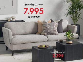 Fagmøbler Saturday 3-seter stoff soro tilbud
