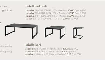 Fagmøbler Isabella bord tilbud