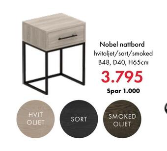 Fagmøbler Nobel nattbord tilbud
