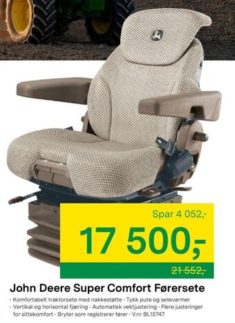 Felleskjøpet John Deere Super Comfort Førersete tilbud
