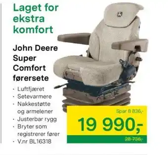Felleskjøpet John Deere Super Comfort Førersete tilbud