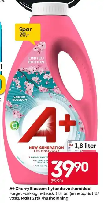Rusta A+ cherry blossom flytende vaskemiddel tilbud
