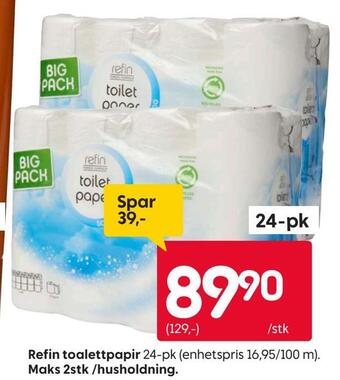 Rusta Refin toalettpapir tilbud