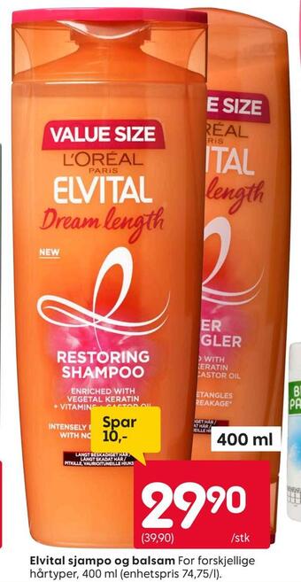 Rusta Elvital sjampo og balsam tilbud