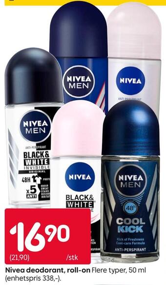 Rusta Nivea deodorant, roll-on tilbud