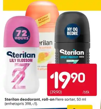 Rusta Sterilan deodorant, roll-on tilbud
