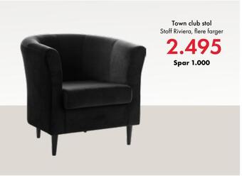 Fagmøbler Town club stol tilbud